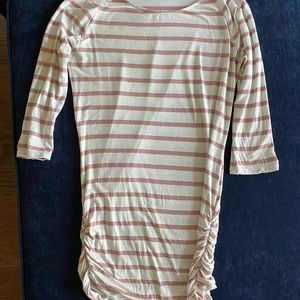 Pink and Cream Striped Maternity Shirt